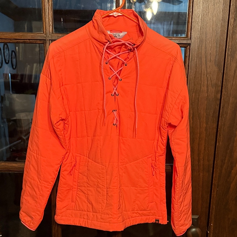 Mountain‎ Hardwear Womens Neon Orange Quilted Lace-Up Pullover Jacket Small